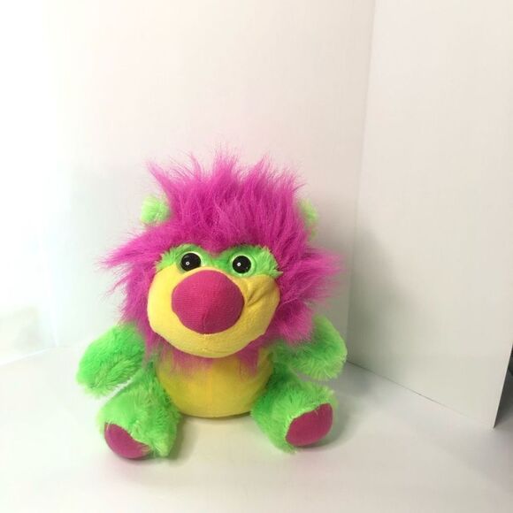Kelly toy lion plush stuffed animal lime green neon pink mane 10 Inch wild - Picture 2 of 11